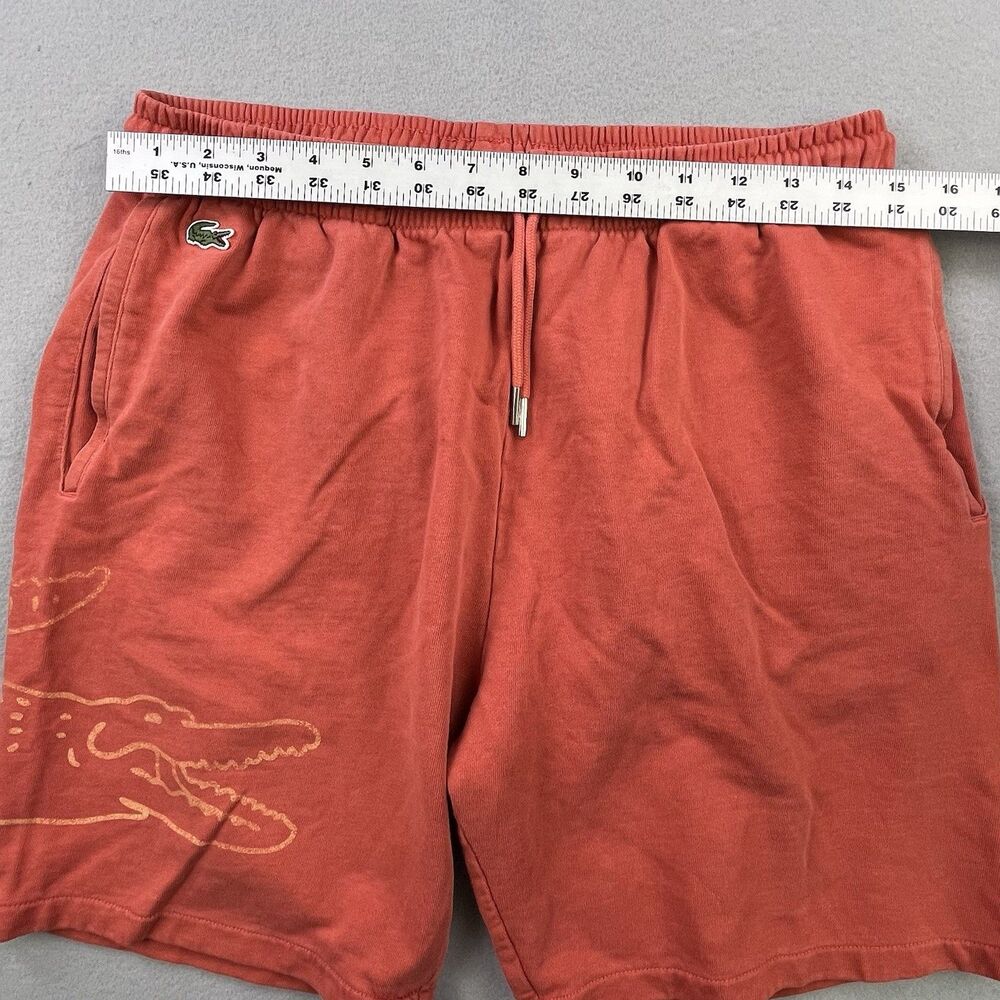 Lacoste Logo Sweat Shorts Mens M Orange Big Croc French Terry Athletic Pockets - Picture 12 of 14